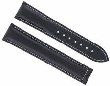 18MM LEATHER STRAP WATCH BAND FOR OMEGA SEAMASTER SPEEDMASTER CLASP BLACK WS
