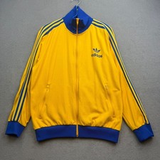 ADIDAS Track Jacket Men L Yellow Colourblock Rare Brazil Rasta Marley Originals