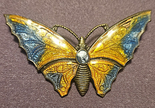 Vintage enamel butterfly - vintage,