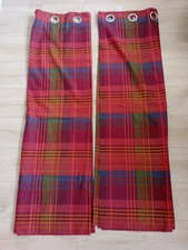 Tartan Pattern Eyelet Silver Ring Curtains From Dunelm 