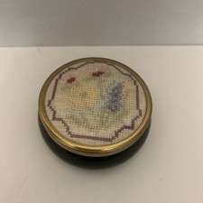 Framecraft Frame craft Made in UK Green trinket box with needlepoint floral lid