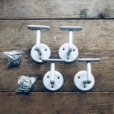 4 x Jewsons Handrail Bracket 64mm White + Screws, Bannister Stairs Support