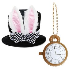 WHITE RABBIT EAR BLACK TOP HAT