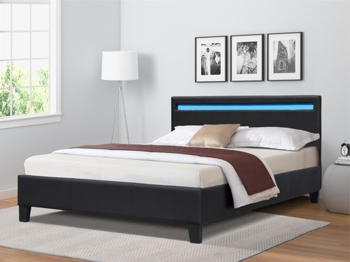 Faux leather modern bed frame - faux,