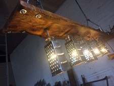 Quirky Lighting,Live Edged Oak Metal Bespoke Lighting. Made To Order