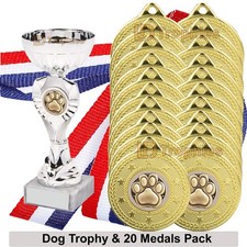 Dog Trophy & 20 Dog Medals