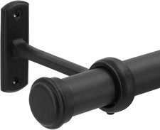 Curtain Pole for Windows Rod with Round Cap, 80-230CM, Black 