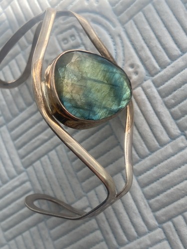 Silver labradorite cuff - silver,