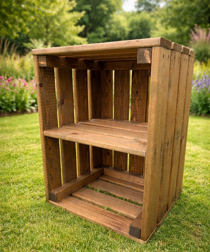 Large wooden apple crate fruit - apple,