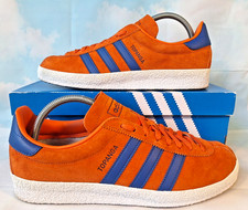 2016 ADIDAS ORIGINALS TOPANGA TRAINERS SIZE 9 ORANGE SUEDE / BLUE , WITH OG BOX