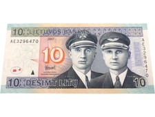 2007 Lithuania 10 Litu Banknote Vytautas Lithuanian Air Force T2080 HY25