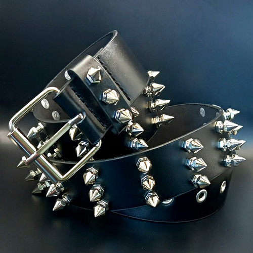 Black faux leather punk - black,