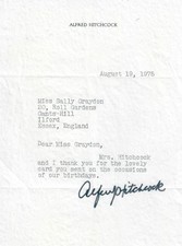 ALFRED HITCHCOCK 1975 SIGNED LETTER