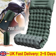 Ultralight Portable Air Bed Inflatable Sleeping Mattress Camping Mat & Pillow .