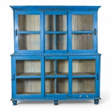 Large Rustic Indian Vintage Shop Display Cupboard Dresser Cabinet With Sliding D