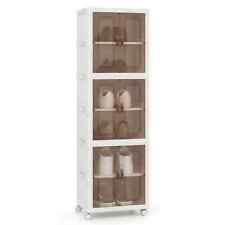 Kitchen 3 Pack Multi-functional Storage Cabinet Unit w/Lockable Wheels-White