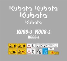 Kubota K008-3 Mini Digger Decal Set 