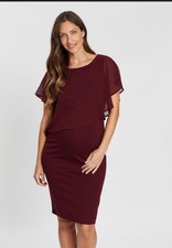 Seraphine Brand New Burgundy Premium Jersey Maternity Nursing Dress Size 12 BNWT