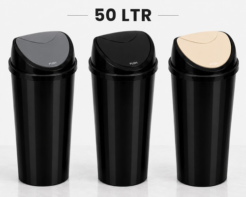 50l push button dustbin - button,
