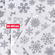 400pcs Reusable Christmas Window Snowflakes Stickers Clings Decal Glitter Decor~