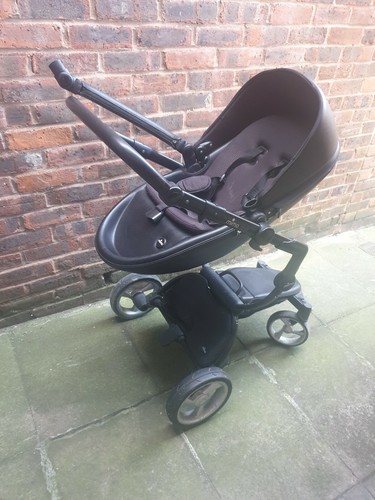 Mima xari black leather pram - xari,