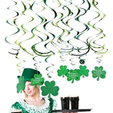  30 Sets Four Leaf Clover Ornaments St. Patrick's Day Hanging Swirl Swirls