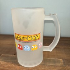 Pac Man Frosted Beer Stein Glass Mug Gaming Collectable 500ml Bandai Official A3