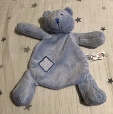 Sainsburys TU Teddy Bear Gingham Patch Blue Comforter Soft Toy