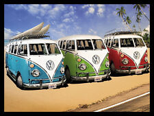 METAL VINTAGE SHABBY-CHIC TIN CAMPER VANS PLAQUE/FRIDGE MAGNET