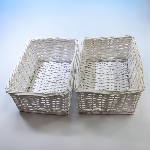 Pair white wicker storage - pair,