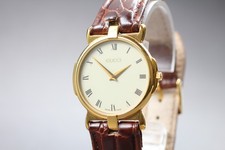 New Batt. [N MINT] Vintage Gucci 3400M Ivory Dial Roman Gold Quartz Men's Watch