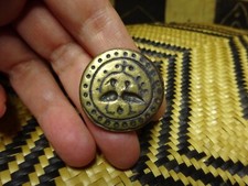 India Jewelry Making Mold Die Gilded Bronze Stamp Round Facing Birds Antique