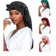 Extra Large Bonnet Sleep Cap Long Satin Night Cap For Braids Curly Hair Silk W