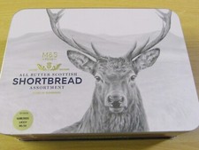 Lovely Limited Edition M&S Deer/Stag Metallic & Tartan Square Lidded Metal Tin