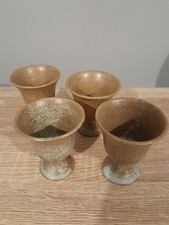 Japanese Bizen Ware Set of 4 Sake Cups Guinomi.