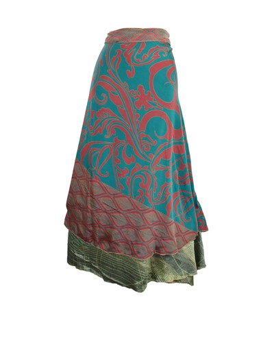 Sari silk wrap skirt 2xl - sari, 72"