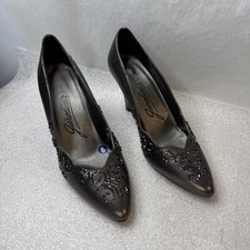 GAROLINI Vintage Pumps bronze Size 6 Beads 2/3 4" heal