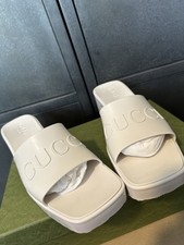 Gucci Women’s White GG Rubber Sandals Heels Size 7UK/EU40