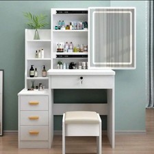 Vanity Desk With LED Mirror