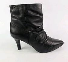 Faith Black Leather Mid Heel
