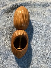 Vintage Wooden Hand Carved  nut shaped Nutcracker  Mid Century