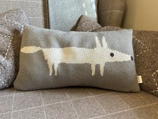 SCION LIVING. Mr Fox Knitted Silver Grey Cushion. 30 X 50cm