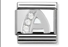 Nomination Italian S/ Steel Charm, Initials/letters Set In Silver With Cz Stones
