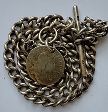 Super ANTIQUE Masonic SILVER Graduated  Albert Watch Chain 1690 King William Fob