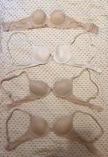 M&S 32A Girls Bra Angel Underwire Padded X4 (3X Nude 1X White)(1 Strapless) Used
