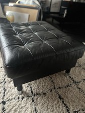 LANDSKrona Footstool (IKEA) Black Leather Chrome Feet Excellent Condition