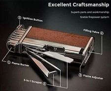 Tobacco Pipe Lighter for Smoking with Metal Tools Angled Soft Flame Butane Gas