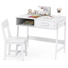 Kids White Desk and Chair Set