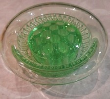 Vintage Green Glass Rose Bowl