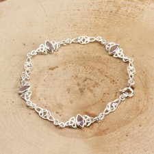 CELTIC BRACELET 925 STERLING SILVER AMETHYST COLOURED STONES
